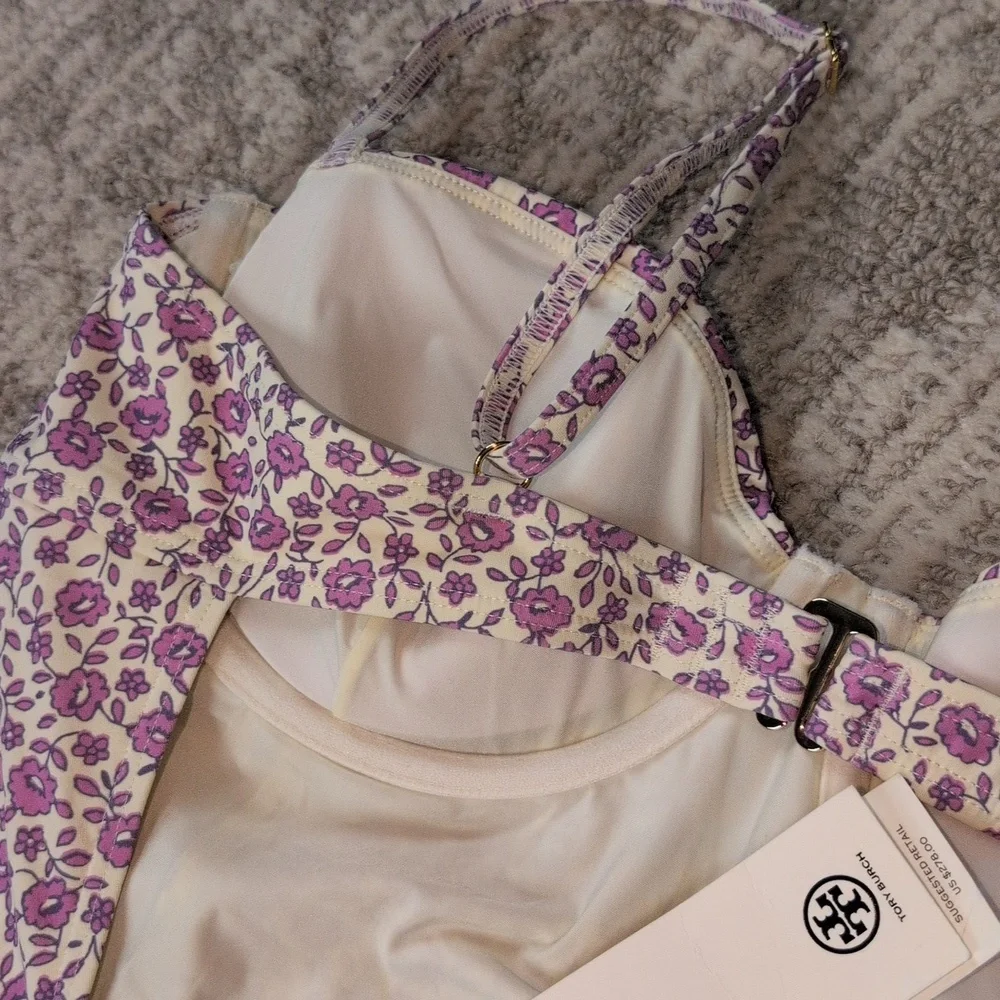 Tory Burch Purple Floral One Piece Swimsuit - Picture 5 of 11